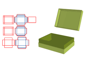  对口开天地盖V槽,内盒半穿